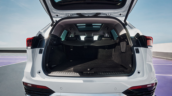 interior shot of the wey coffee 01 car, showing the front headrests and the panoramic sunroof